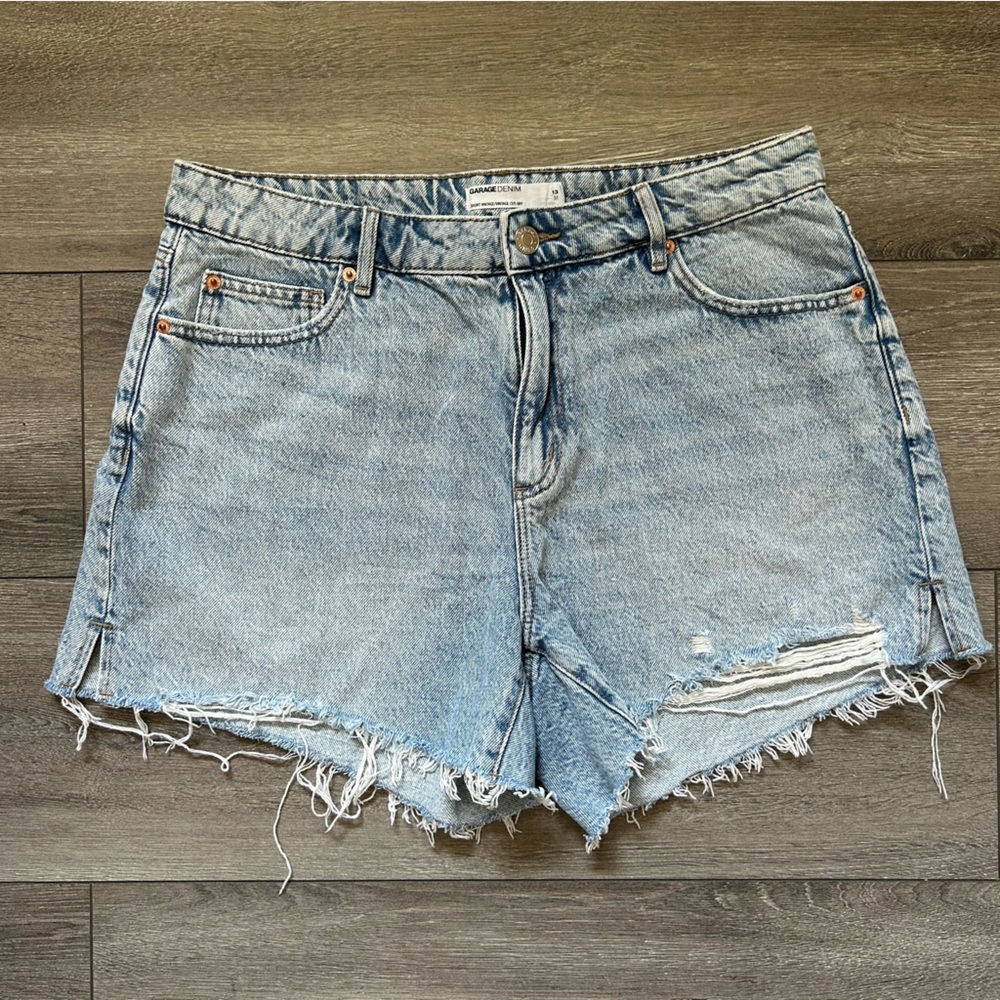 Garage Blue Jean Shorts Distressed Cut-Off